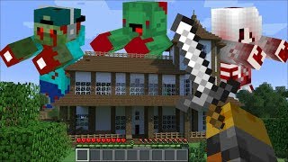 GIANT FRIENDLY ZOMBIES APPEAR IN MY HOUSE IN MINECRAFT !! SAVE THE VILLAGE !! Minecraft Mods