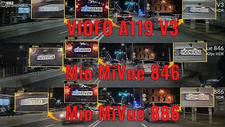 Porównanie kamer samochodowych z trybem HDR: VIOFO A119 V3 / Mio MiVue 846 / Mio MiVue 886