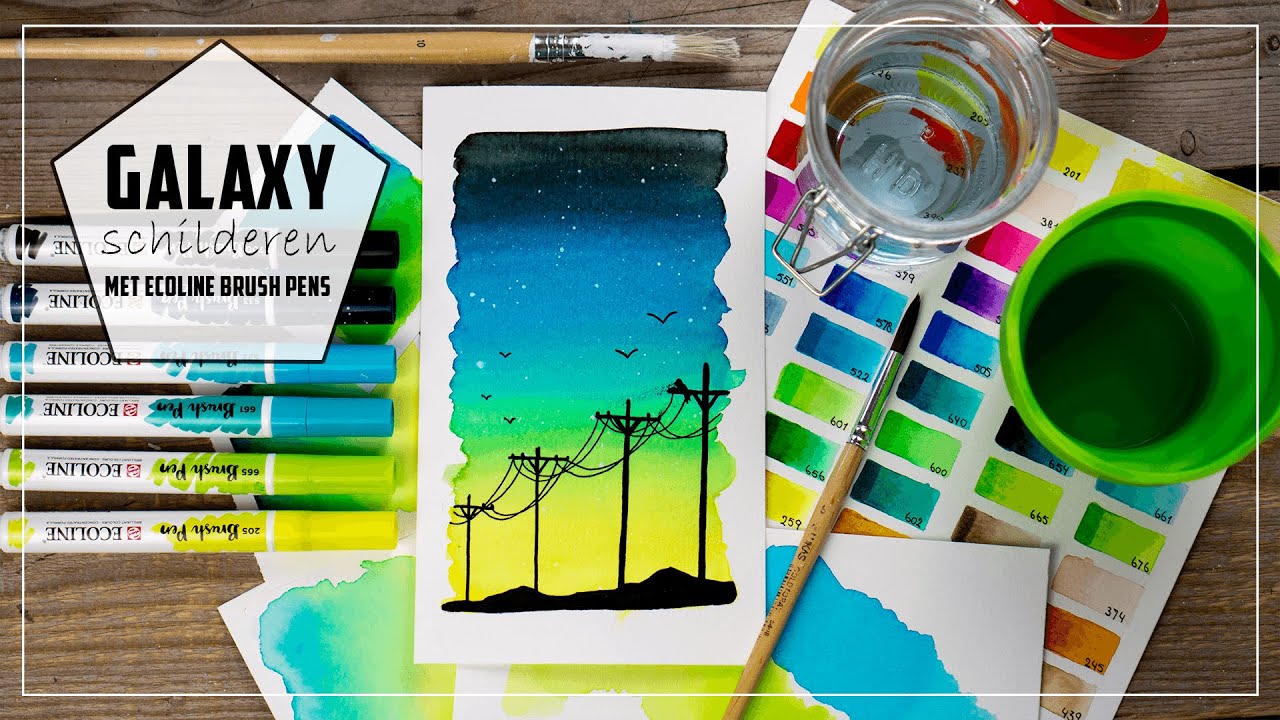 Tutorial - Galaxy met Ecoline Brushpennen
