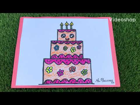 How to draw a cake step by step - YouTube