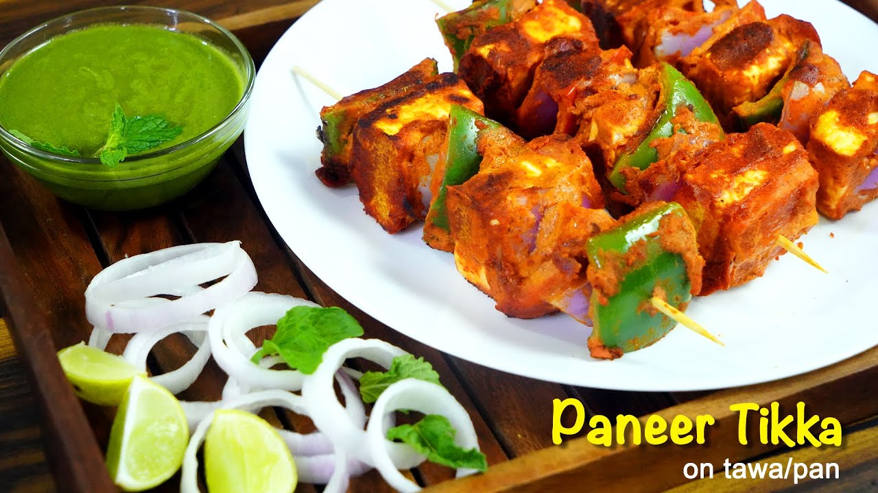 Paneer Tikka Recipe with green chutney | How to make paneer tikka on tawa | पनीर टिक्का | Taste Unfold