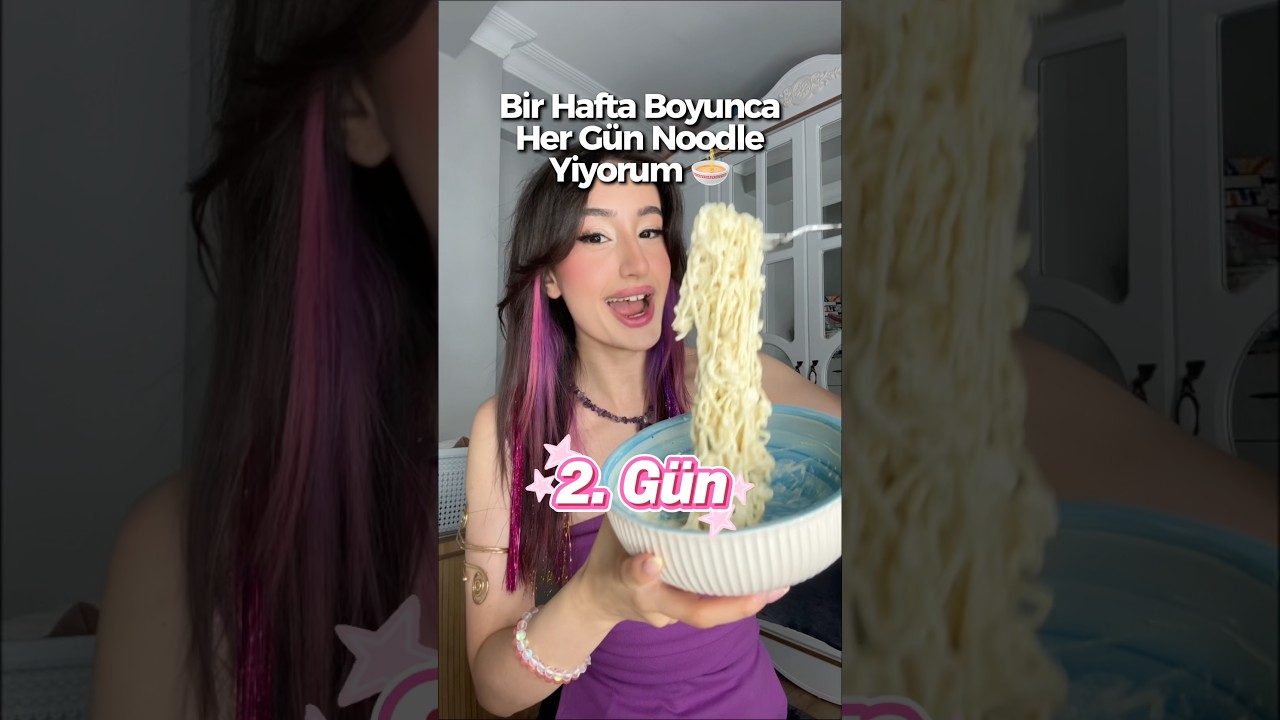 ABONE OL 🌸 Bir hafta boyunca her gün noodle yiyorum 2. Gün ⭐️ Tariflerinizi paylaşın! Noodle tarif