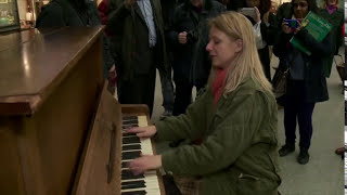 Valentina Lisitsa plays for passengers at St Pancras International Station