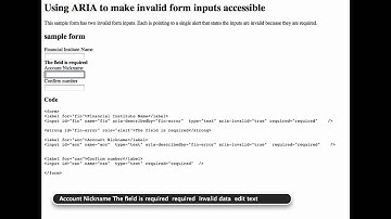 Invalid form markup with ARIA