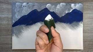 Painting Snowy Mountains / Easy Acrylic Painting Technique