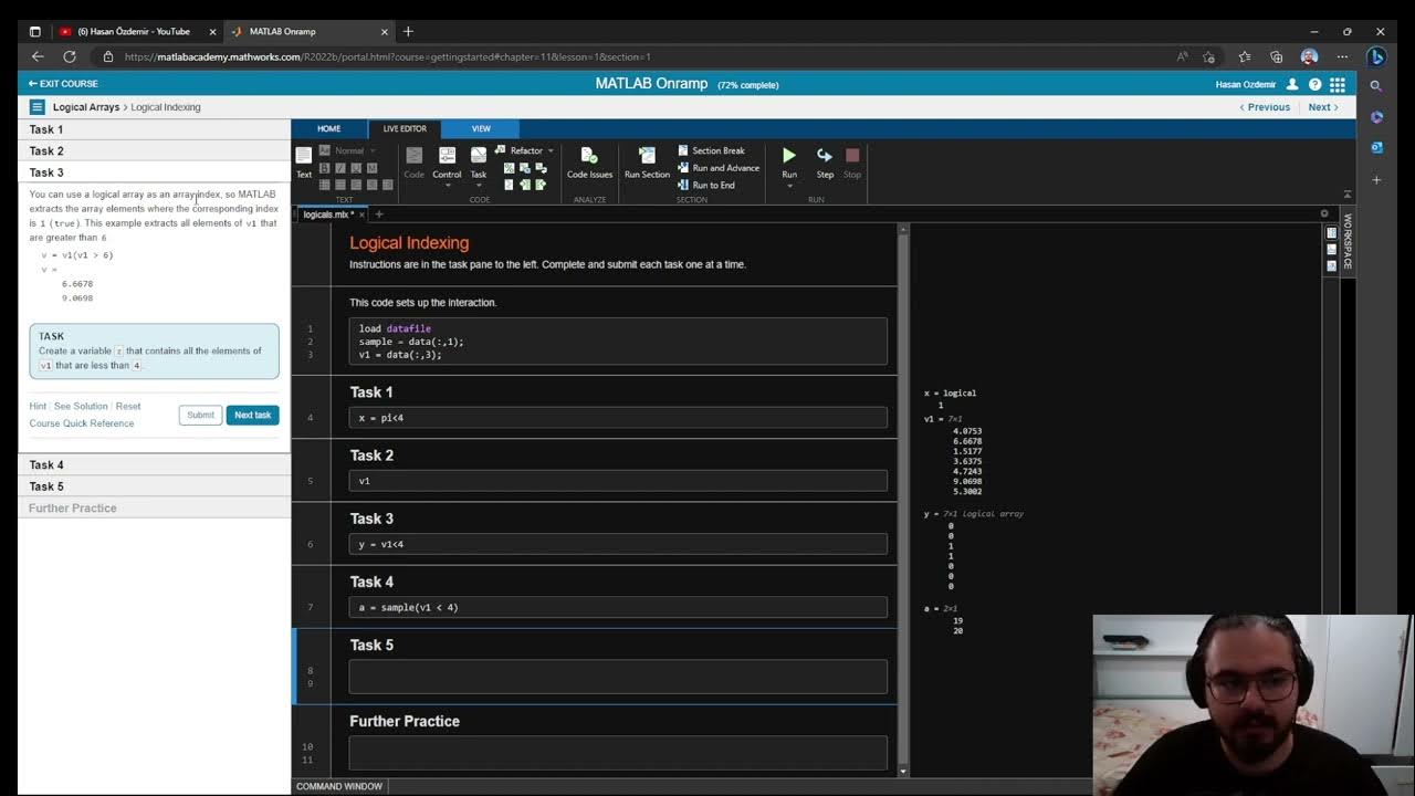 Hasan Ozdemir, kmyo, (BP), Yapay Zeka, Matlab Onramp L11: mantıksal ...