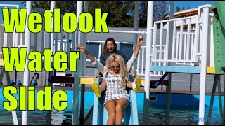 Wetlook girls in pool | Wetlook water slide | Wetlook dress