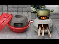 The way to cast cement stoves with plastic basket is both easy and saves gas
