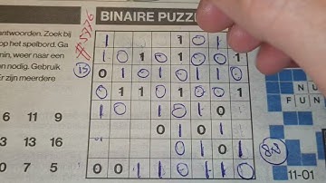 Wednesday. Bonus Extra edition (#5776) Binary01 Sudoku puzzle. 01-11-2023 Extra part 3 of 4