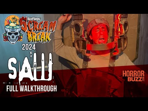 SAW - FULL WALKTHROUGH, SCREAM BREAK 2024 Six Flags Magic Mountain