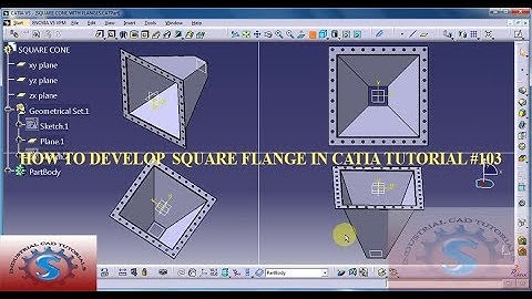 HOW TO DEVELOP A BASIC SQUARE FLANGE DESIGN ON A SQUARE CONE 3D MODEL IN CATIA TUTORIAL #103