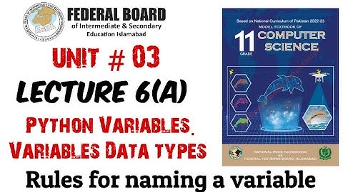 Lecture 6(A): Python Variables| Variable Data types | Rules of naming variables