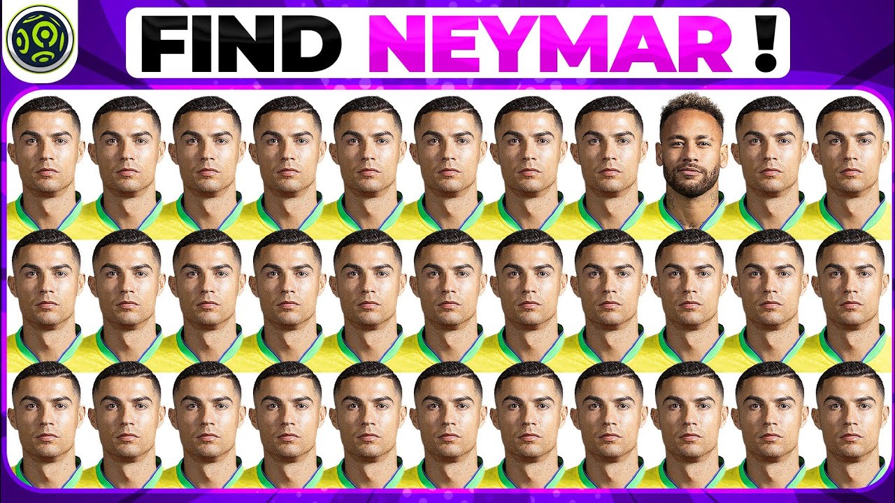 CAN YOU FIND NEYMAR JR ? FIND MESSI, RONALDO, MBAPPE | FOOTBALL QUIZ ...