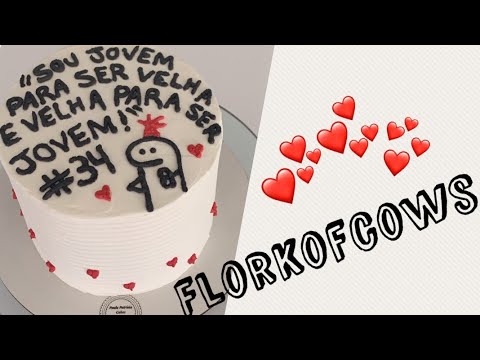 BOLO TEMA FLORK, Bolo tendência, Bolo com frase e meme, Bolo florkofcows