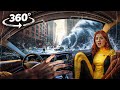 360° CITY FLOOD AFTER TSUNAMI 1 - Escape in Car with Girlfriend Roller Coaster VR 360 Video 4k