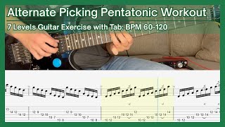 Alternate Picking Pentatonic Workout in 7 Levels - Guitar Tab | Lesson | Tutorial
