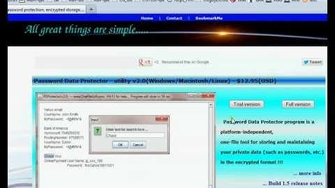 Password Data Protector = PDProtector program for your security, part#1 SaveTo/ReadFrom
