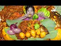 Eating spicy masala fish curry with hot king chilly  naga mukbang