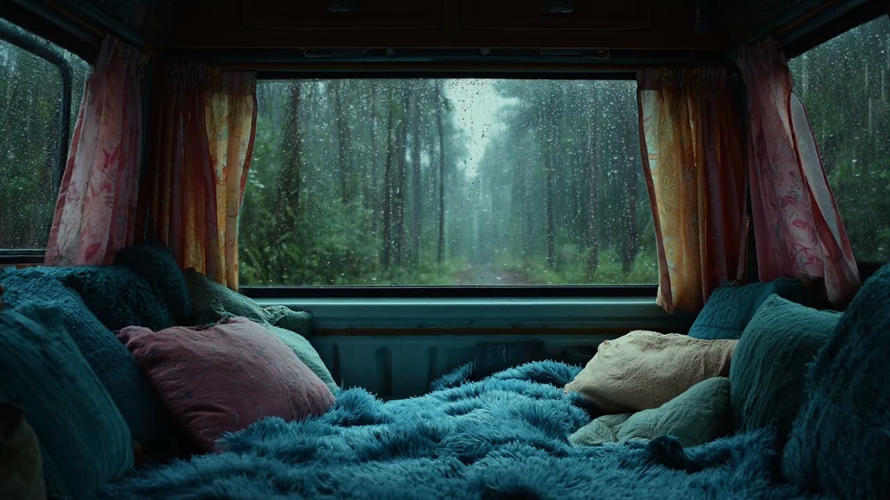 Night Thunderstorm in a Car Cabin ⚡🌧️ Cinematic Rain Piano for Deep Relax & Insomnia
