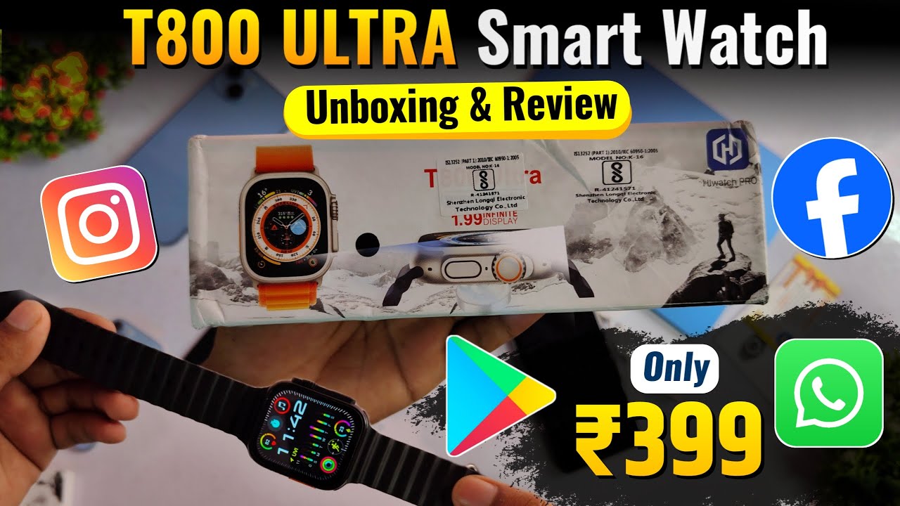 T800 Ultra Smartwatch Unboxing & Review | T800 Ultra Smartwatch Connect To Phone | Apple Watch Clone