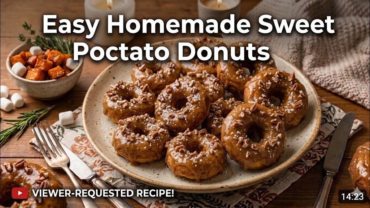 Easy Homemade Sweet Potato Donuts. #donuts #sweetpotatodonuts #easybaking #recipe #dessert #homemade