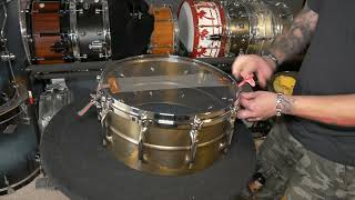 Pearl Sensitone Patina Brass Snare Drum - Studio Prep - #DrumTech #pearldrums #snaredrums