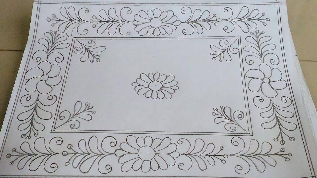 Hand drawing bed sheet/table cloth/nakshi kantha design for embroidery