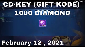 CD-KEY (GIFT KODE) - 1000 DIAMOND - February 12 , 2021► MOBILE LEGENDS ADVENTURE