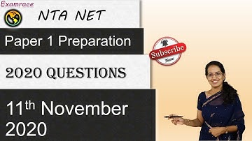 NTA NET Paper 1 Past Paper Questions 2020: 11th November Morning Shift 2020