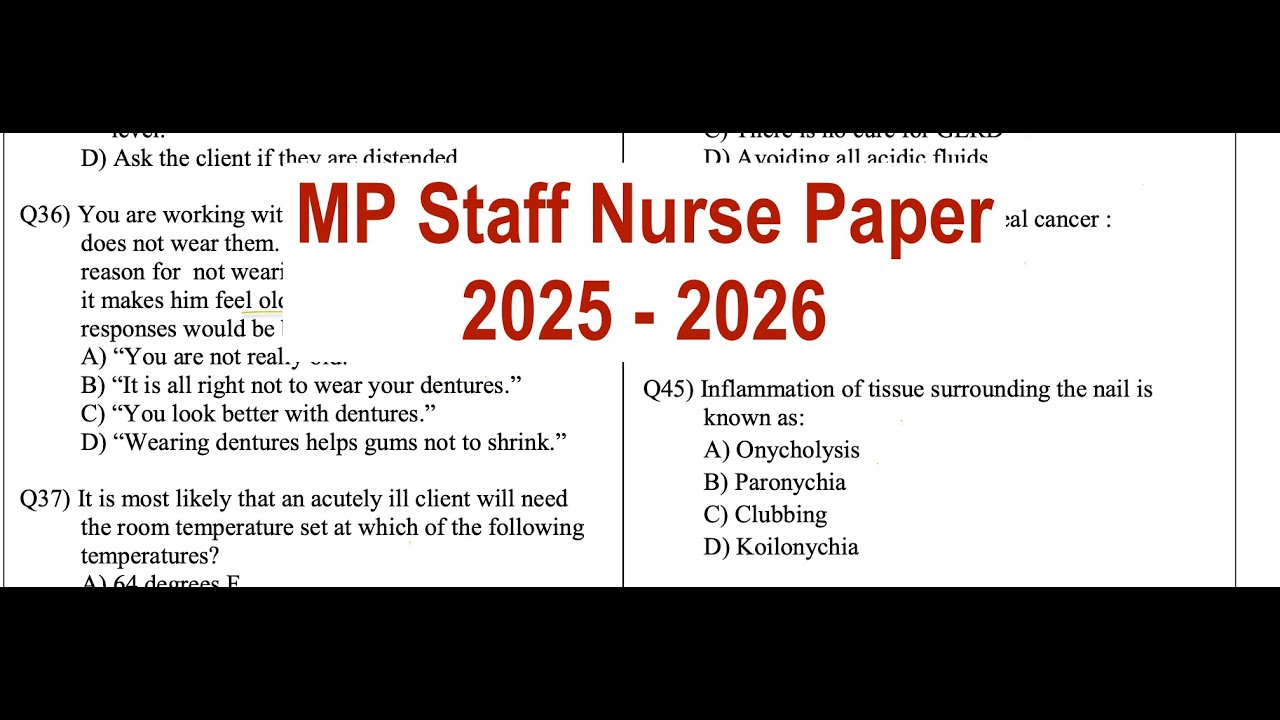 MP Staff Nurse Paper Solved 2025 | 