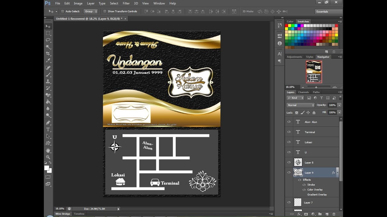 Cara Desain  Kartu Undangan  di photoshop  YouTube