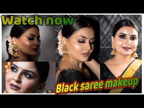 Black Saree Makeup Look Party