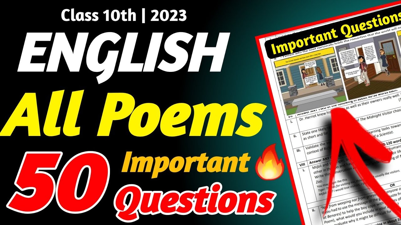 Top 50 Most Important Questions Of English Class 10 2023 English Top 50 Most Important Questions Of English Class 10 2023 English