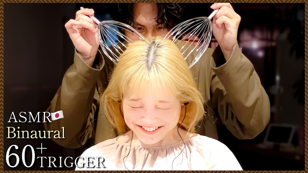 [ASMR] Человеческий бинауральный микрофон. 60 видов захватывающих звуков / шампунь для хорошего сна