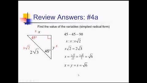 Review of Pythagorean Theorem and Special Right Triangles: Problem Set #1
