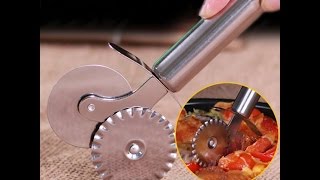 Double Roller Pizza Knife Cutter Pastry Pasta Dough Crimper UNBOXING REVIEW ALIEXPRESS