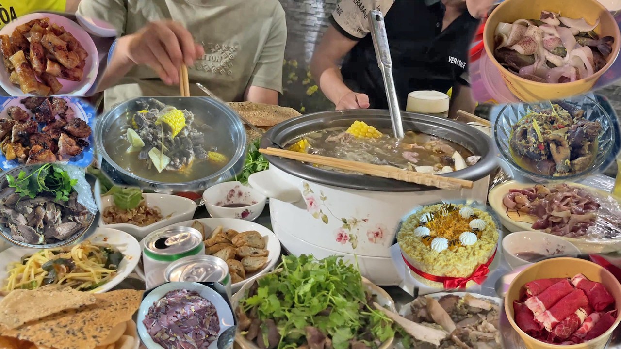 Cả xóm tổ chức tiệc sinh nhật cho các thành viên với những món ngon hấp dẫn