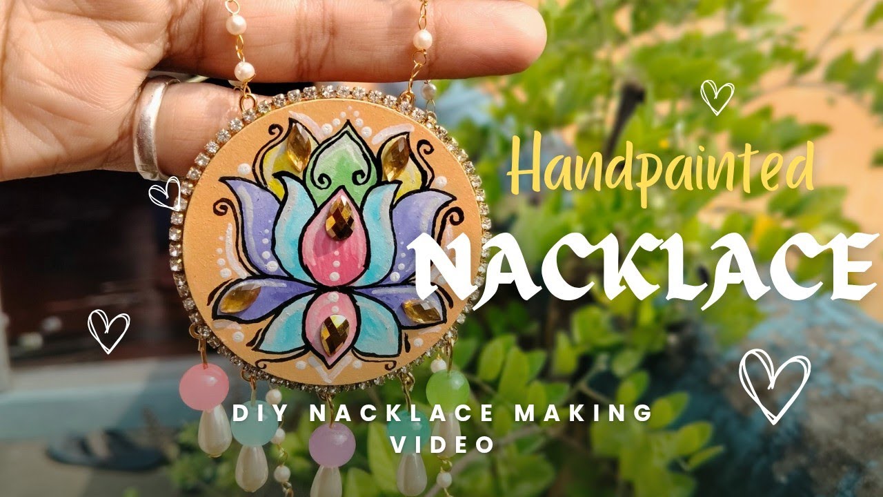 Handpainted handmade lotus desing nacklace making...😊