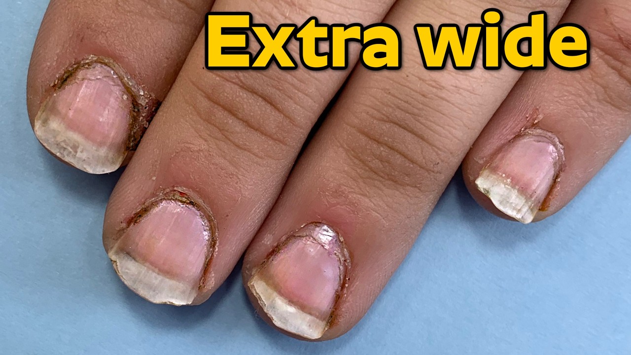 Best Shape for Wide Triangle Nails  ✨ Transformation of Construction worker