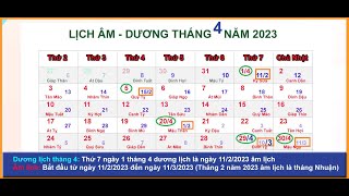 Lịch âm dương tháng 4 năm 2023 - Lịch vạn niên và những ngày lễ tháng 4/2023