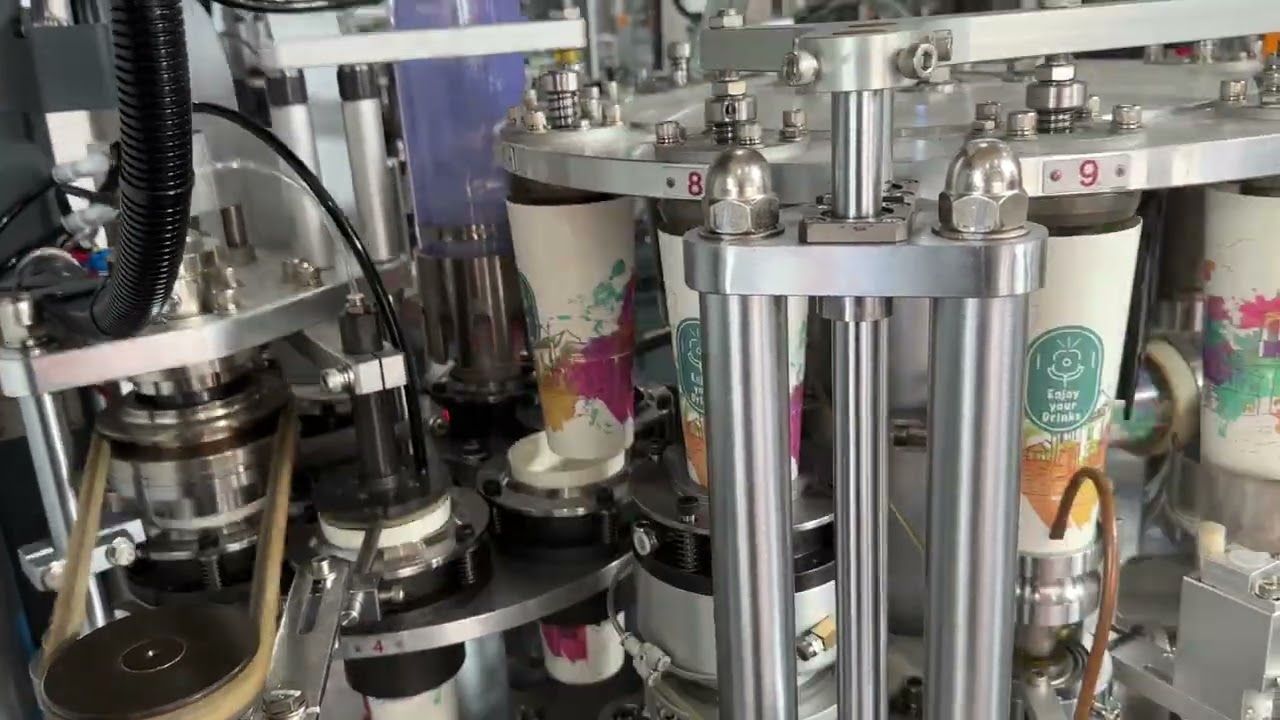 20oz double PE paper cup production video, NewTop-118C high speed paper cup machine