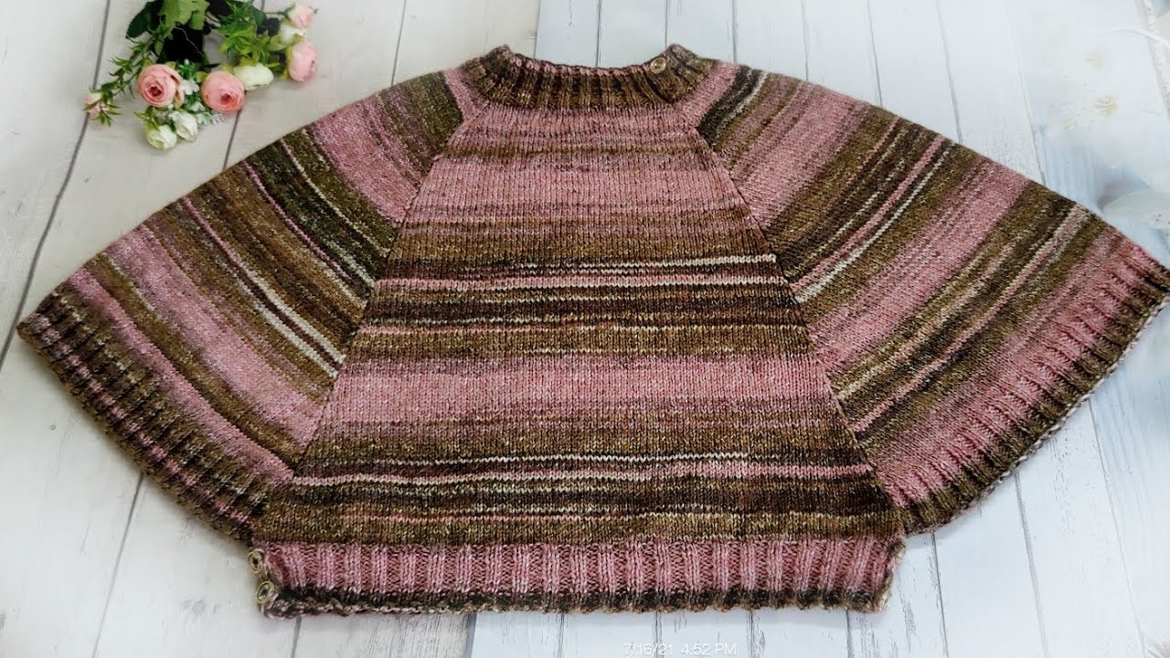 488 फंदो का पोंचो 2 सलाई पे 😱, Knit Stylish Poncho/Shrug/Bolero/KnitTop On 2 Needles for 14-18 yrs.
