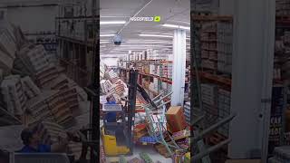 Rookie mistake of the year! A new guy on the forklift miscalculated