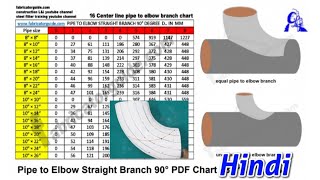 Pipe to elbow straight branch with PDF chart / miter cut in Hindi video