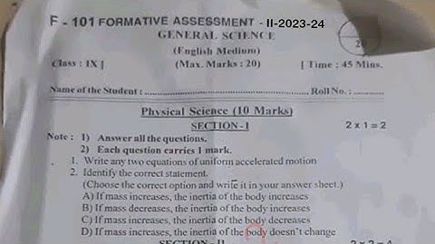 ap 9th class fa2 general science question paper 2023|9th class science fa2 question paper 2023-24