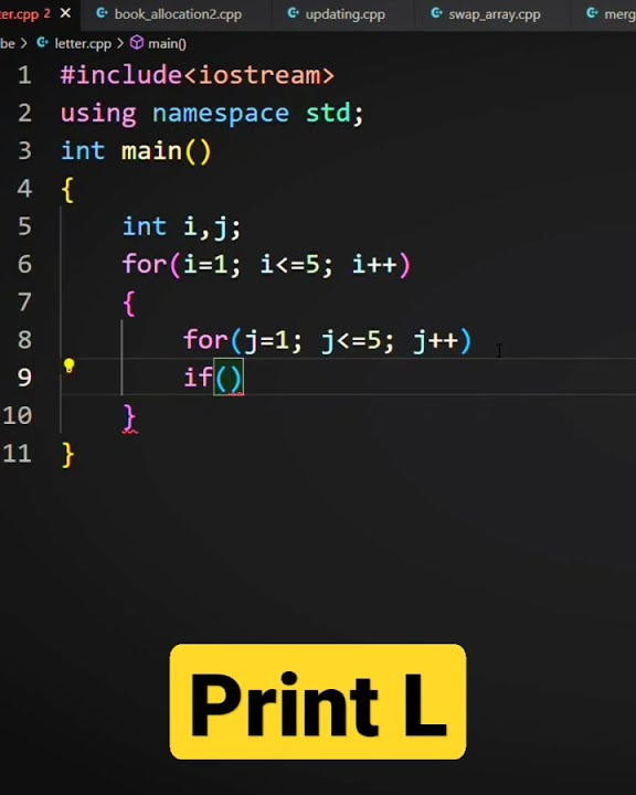 Star pattern 🌟 to print letter L in C++ #programming #shorts #coding # ...