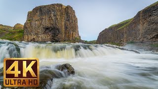 4K Waterfall  5 Hours Running Water White Noise  Nature Relaxation Video  Palouse Falls