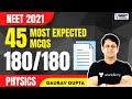 45 Most Expected MCQs | 180/180 | NEET 2021 | NEET Toppers | Gaurav Sir