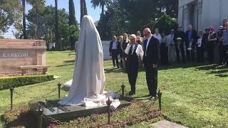 Unveiling of the ANTON YELCHIN BRONZE STATUE at Hollywood Forever Cemetery