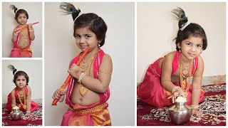 Krishna dress, krishna theme baby photoshoot, Baby krishna photoshoot, krishna dress making at home